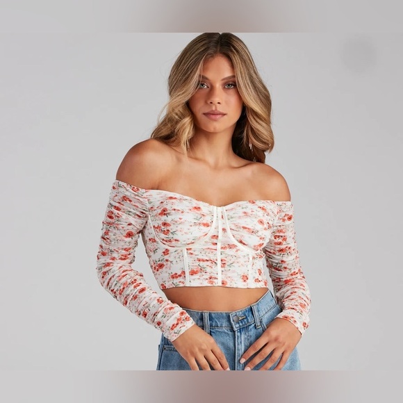 WINDSOR ~ Sweet Moments Ruched‎ Floral Bustier NWT Small - Picture 2 of 9